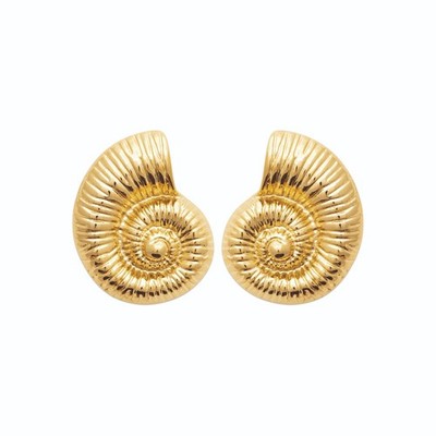 Fancy Earrings In Gold-Plated Steel, Snail Shell Shaped