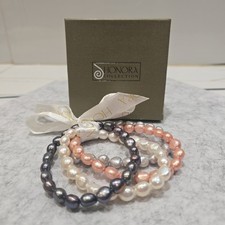 Honora Collection Geniune Pearl Bracelets  4pcs white, gray, coral pink