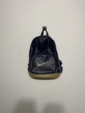 Zaino vintage Nike in pelle blu navy Y2K raro abbigliamento sportivo