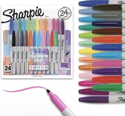 Sharpie Fine Electro Pop Marker Fine Point Assorted 24/Pack Lot of 2