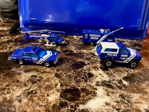 Vintage Matchbox Police Lot 1980s Command Center Van Helicopter Patrol Cars