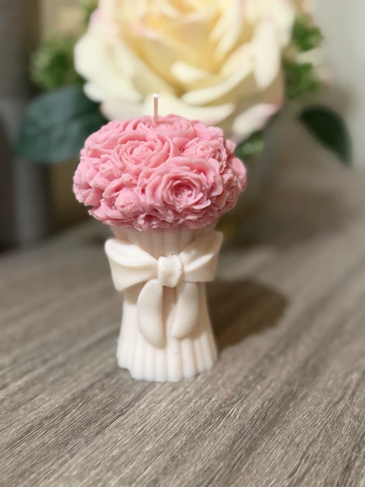 Handmade Floral Bouquet Candle | Decorative Scented Rose Candle | Gift for Her - Image 2 of 3