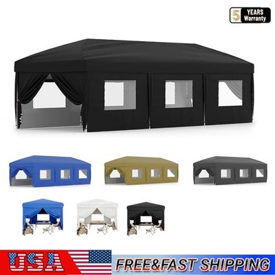 10'x30' Pop up Canopy Tent Outdoor Adjustable Shelter Gazebo w/ 4 Sidewalls US