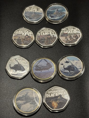 Falklands War Commemorative Coin Collection Bulk (11 Coins) Silver And Gold PLTD