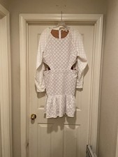 NWOT MICHAEL Michael Kors Dress Sz 14 Women's Geo Eyelet Dress White