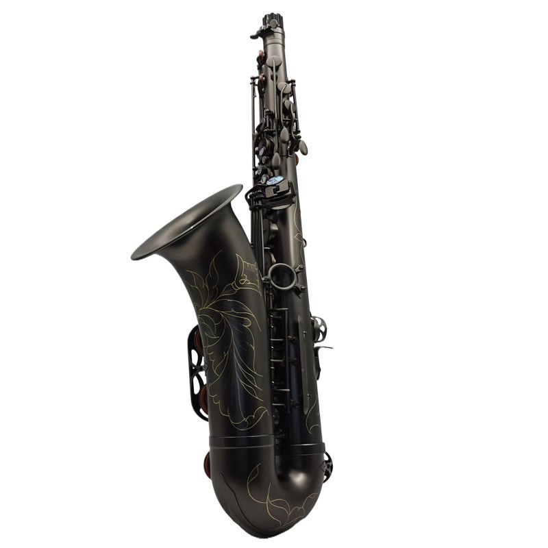 EM The Imperium matte black tenor Saxophone with dragon or flower engraving