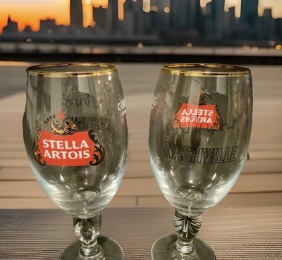 RARE Stella Artois NASHVILLE SKYLINE Chalices (2) HTF, Excellent Condition!