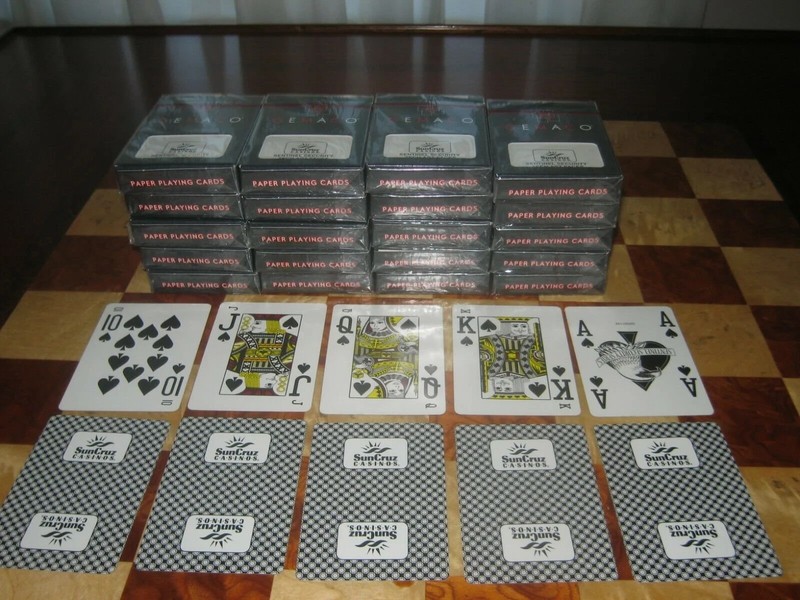 Lot of 20 Decks SunCruz Casino Playing Cards, New Sealed Jumbo Index BLACK BACK