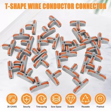 30Pcs Compact Wire Conductor Electrical Connector, T-Shape Lever Nut, AWG 28-12