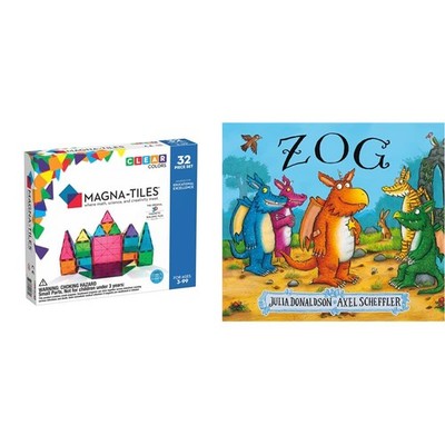 Magna-Tiles Clear Colors 32 piece set & Zog + Zog