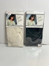 2 Vtg Jaclyn Smith Lycra Opaque Control Top Pantyhose White / Off Black Size S-M