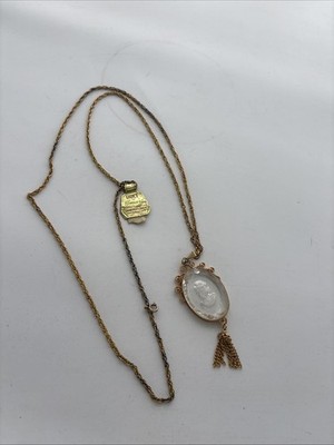 Vintage 14kt H.G.E. Duet By Smart Necklace With Glass Cameo