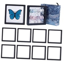 3D Floating Frame Display Case 3.5x3.5x0.8 Pull-Out PE 10 Pack Blue Channel