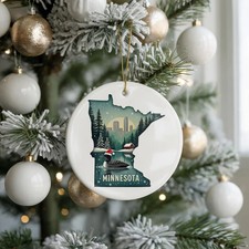 Minnesota Ornament, Vintage Personalized Christmas Decor, Custom Holiday Gift So