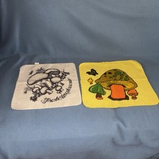 VTG NEW Cannon Mushroom Washcloths Set Of 2 Yellow Brown 100% Cotton Made In USA