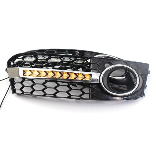 New Flowing LED Honeycomb Mesh Grille Fog Light Turn Signal DRL For AUDI A4 B8 - Picture 11 of 11