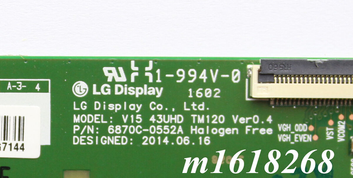 6870C-0552A T-con Board LG V15 43UHD TM120 Ver0.4 Philips 6870C-0552A T-con Board LG V15 43UHD TM120 Ver0.4 Philips