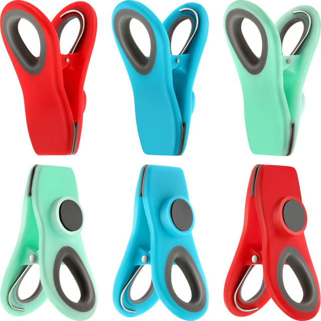 6 Pieces Plastic Chip Bag Clips Adsorptive Food Seal Clip Air