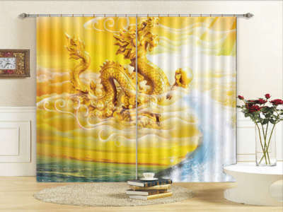 Auspicious Dragon Sky 3D Curtains Blockout Photo Printing Curtains Drape Fabric
