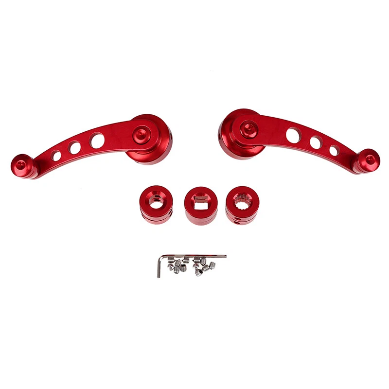 2 UNIVERSALES CAR BILLET ALUMINIO VENTANA MANIVELA MANIVELA BOBINADORA CAMIONETA PICKUP PUERTA ROJA Foto 4 de 4