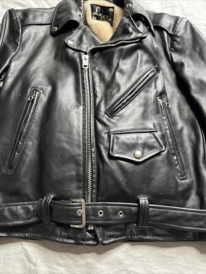 Lesco Vintage 70s Steer Black Leather Motorcycle Jacket