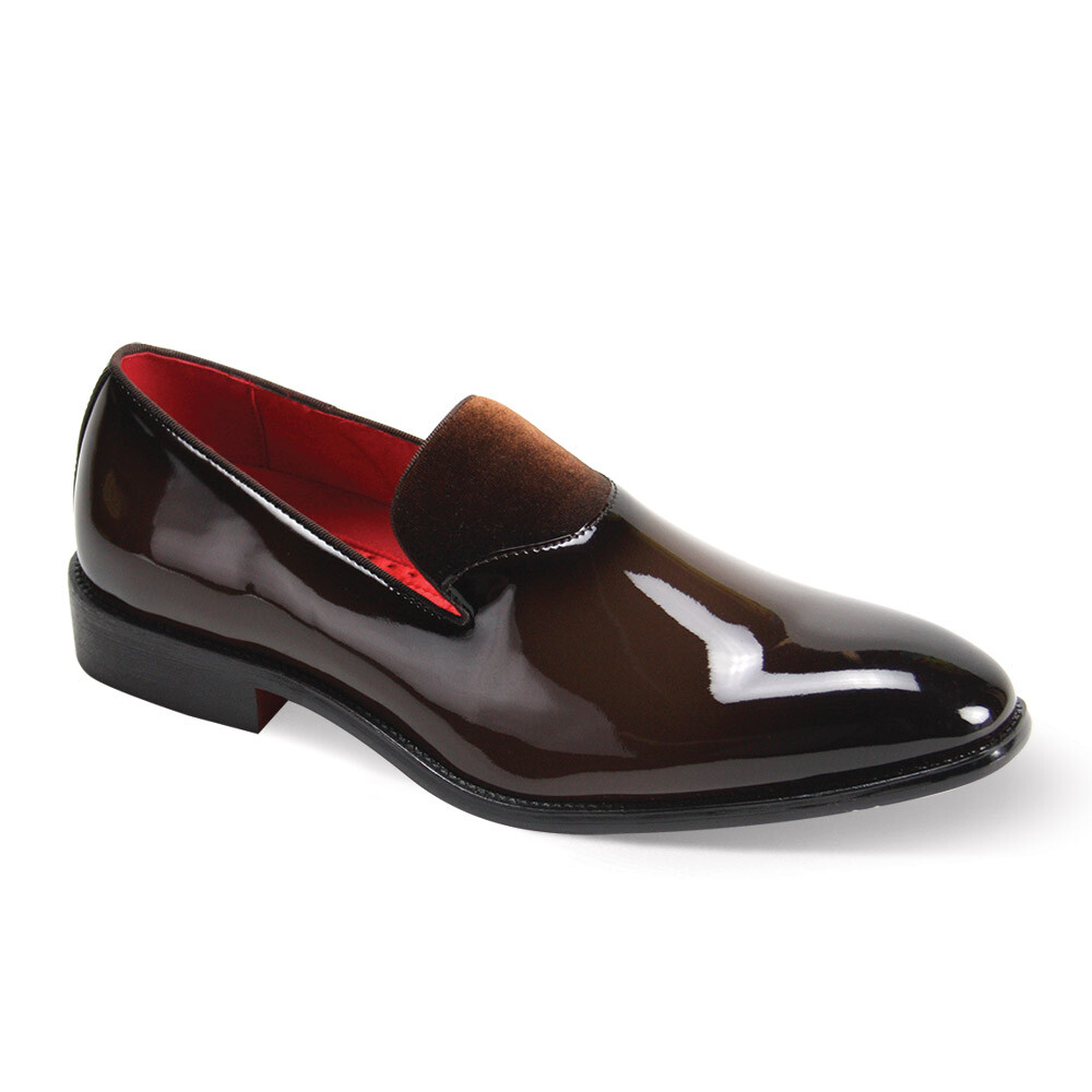 クラフト After Midnight Mens Brown Patent PU Leather Slip On Dress Shoes