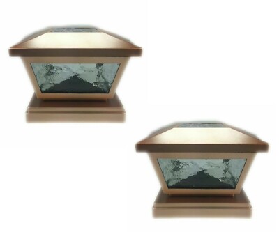 2 Packs Solar Post Cap Lights Black/White/Copper Pebbled Glass 2 SMD 4''/5''/6''
