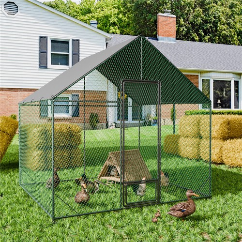 Stronger Metal Chicken Coop Run Duck Pen with Roof for 20 Chickens Backyard Farm - Picture 2 of 14