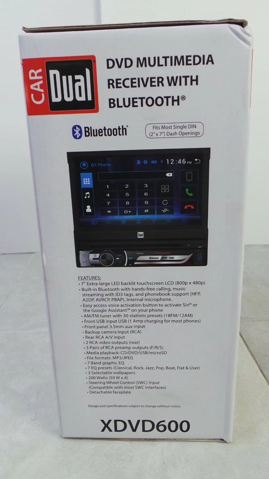 Dual XDVD600 Single DIN 7" In-Dash Car Monitor DVD Player Receiver+Backup Camera - Image 3 of 4
