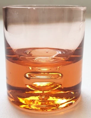 Glas Teelichthalter Orange Große Luftblase Fuß Mundgeblasen Vintage - Bild 1 von 4