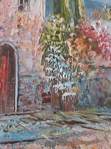 Pintura de colección al óleo paisaje arquitectura borde mar enmarcado-sin vidrio arte decoración - Imagen 6 de 8