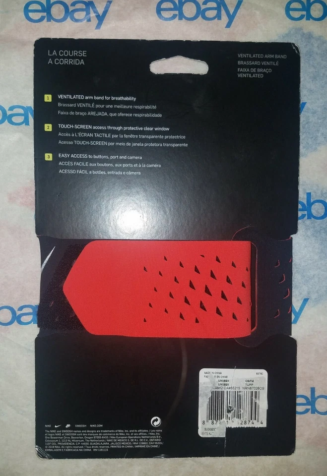 Brazalete ventilado para teléfono Nike para correr 129862 negro/naranja nuevo con etiquetas  Foto 2 de 3