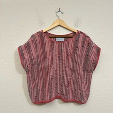 TONLE Srey Crop Top Womens Sz S/M Red Pullover Sleeveless Relaxed Handwoven Boho