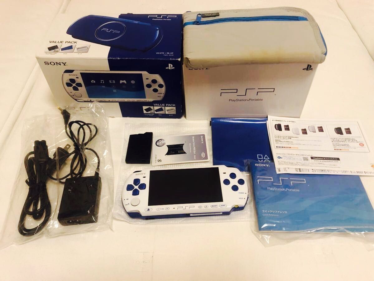 PlayStation Portable - PSP-3000 ホワイト/ブルー PSP 3000 console white blue value pack Tested PlayStation