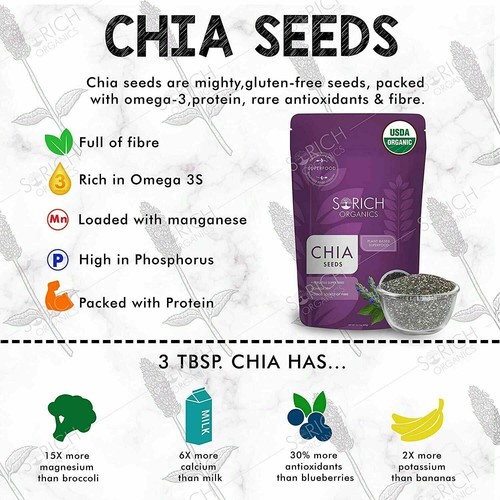 Organics USDA Certified Organic Chia Seeds for Weight Loss / Management - 400 Gm - Picture 8 of 8