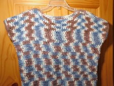 Vintage Handmade Crochet Knit Sleeveless Boat Neck Long Sweater Blouse