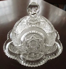 EAPG Ohio Flint Glass No. 45 Azmoor Domed Butter or Cheese 1890s