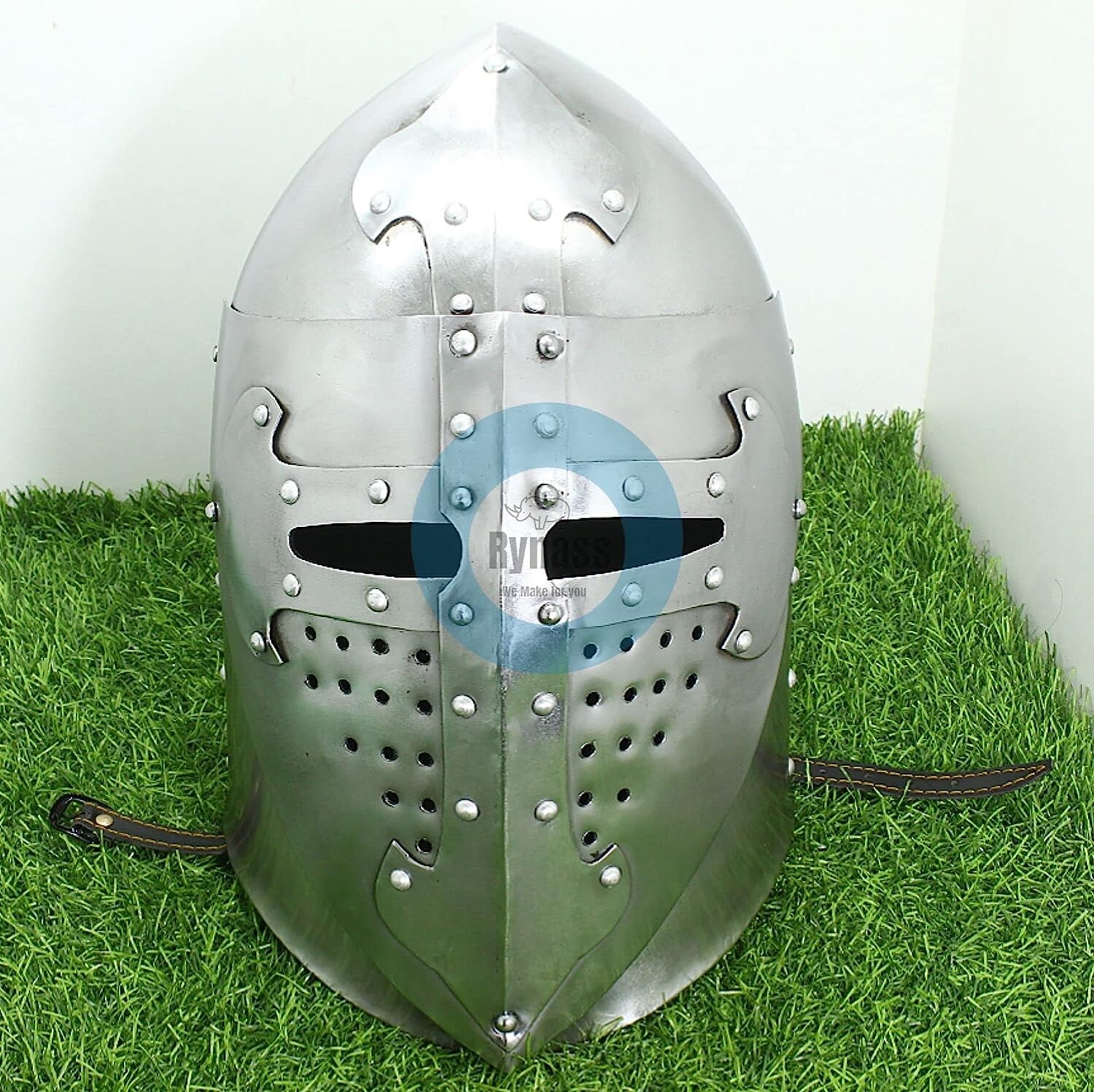 Medieval Knight Barbute Helmet Wearable Roman Crusader Battle Armor-image