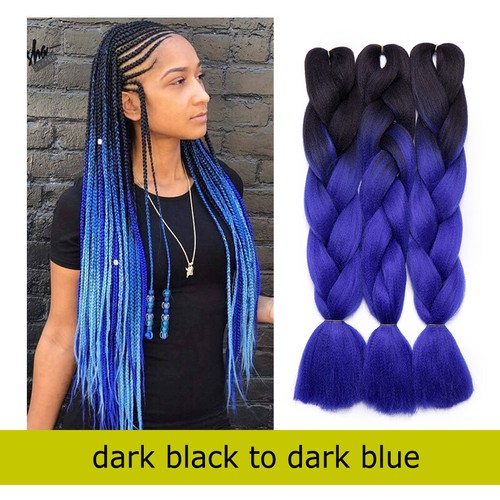 Multi Colored Afro Crochet Braids Hair Extensions Straight Jumbo Braiding Ombre - Picture 64 of 67
