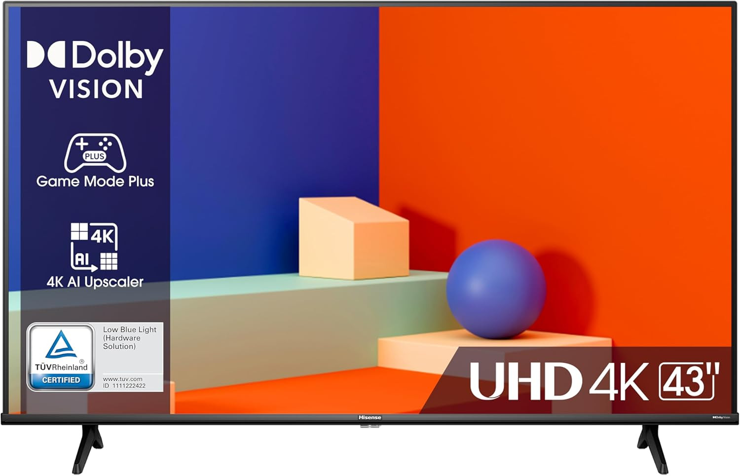 43" UHD 4K 2023 43E63KT, Smart TV VIDAA U6, Dolby Vision, HDR 10+, Game Mode Plu