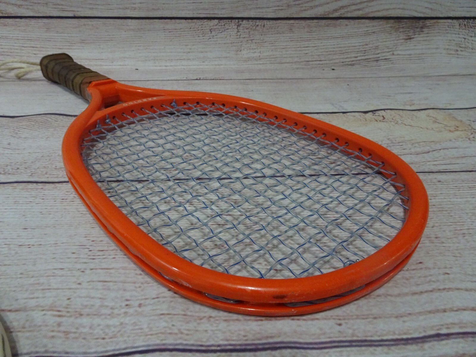 Vintage 1970's Orange Bandido Leach Racquetball Racket Leather Grip EUC