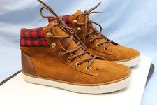 Gap Kids Girls Brown LACE UP Soft Leather Boots US 5 red plaid