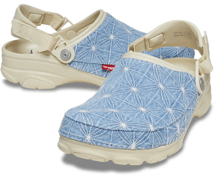 Levi's X Crocs All Terrain Clogs Sashiko Light Wash & Bone