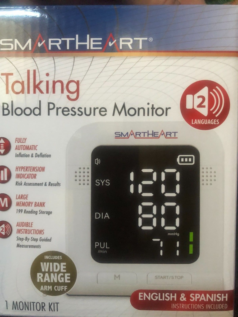 SmartHeart Talking Blood Pressure Monitor with Arm Cuff English/Spanish