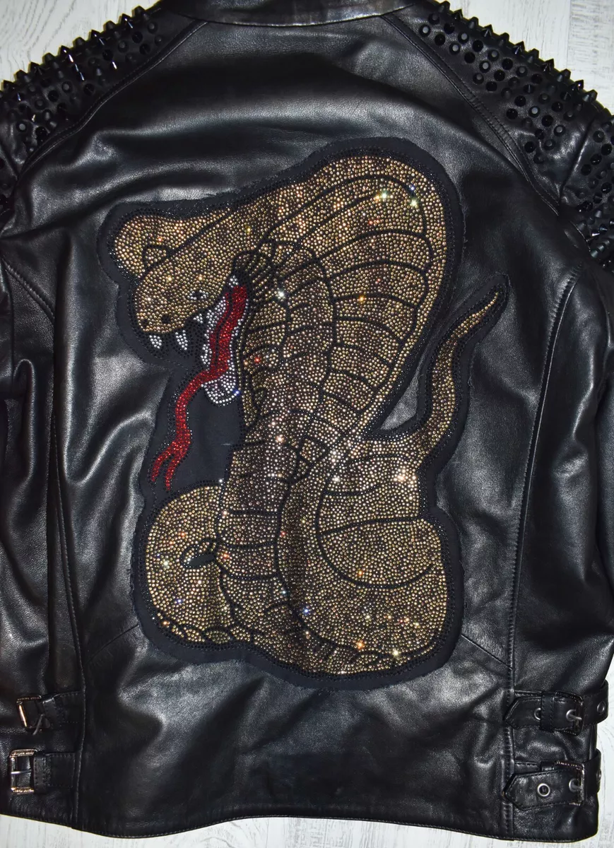 Leather Bomber Stardust Crystal Plein