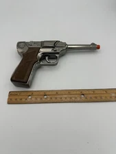Gonher German Luger Style Police 8 Shot Diecast Cap Pistol Made in Spain No. 124