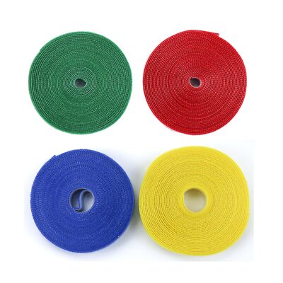 4rolls 0.59 Inch Hook & Loop Strips Strong Fastening Wrap Strips 5m Adhesive Rol