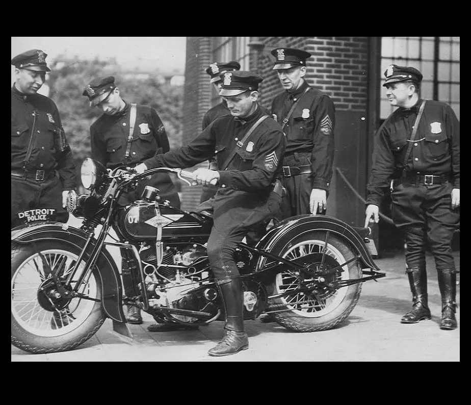 1940 Harley Davidson motorcycle cop photo vintage trade print ad