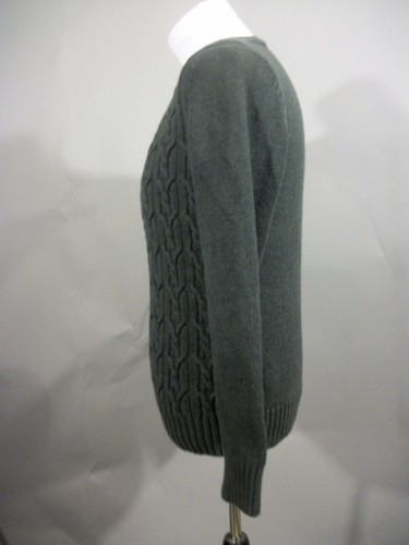 TOMMY HILFIGER Cable Knit Charcoal Gray Pullover CrewNeck Sweater Size L / Large - Picture 3 of 6