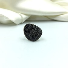 Glittering Black Pave Set Onyx In 935 Silver Fashion Women's Ring  9.25Size 
